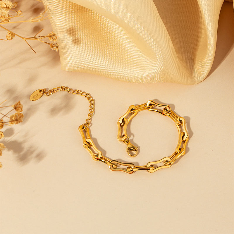 New Design Custom Gold U Shape Punk Style Bracelet For Women B2009-GO