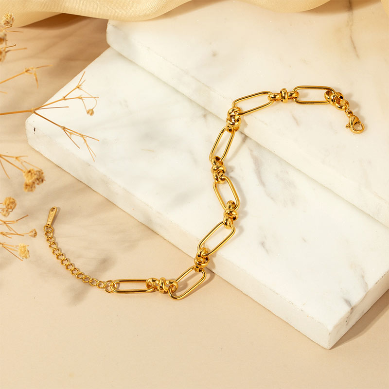 Wholesale Custom Gold Flat Paperclip Cross Clasp Bracelet B2010-GO