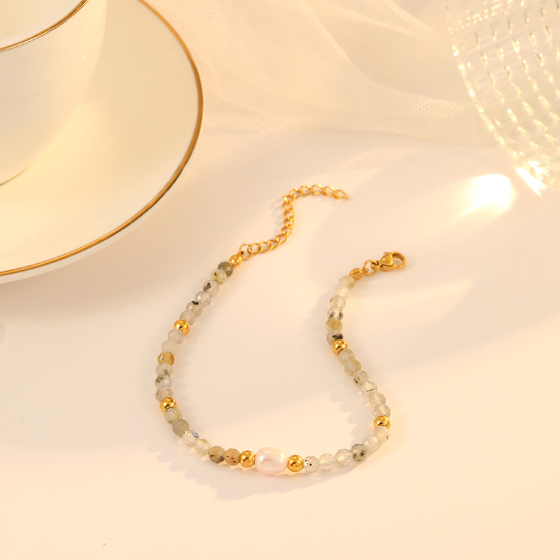 Customized Bohemian Style Gray Gold Multi-Color Beaded Crystal Bracelet B2339-GO