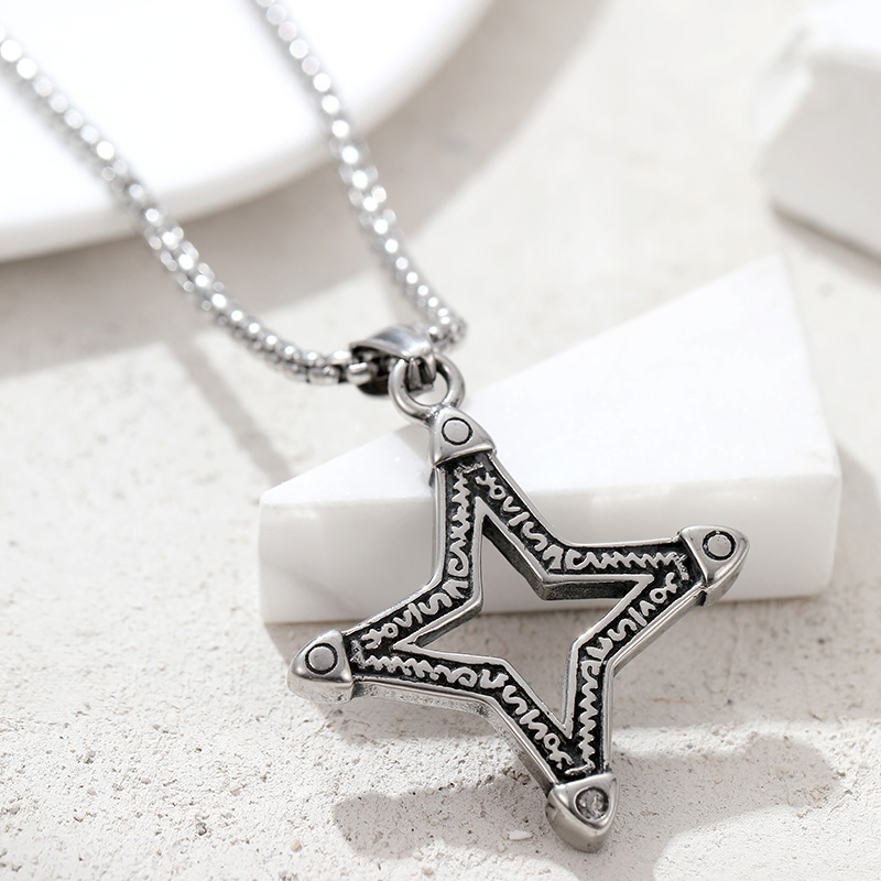 Wholesale Custom 2023 Fashion Jewellery Four Pointed Star Stainless Steel Necklace N2641-ST