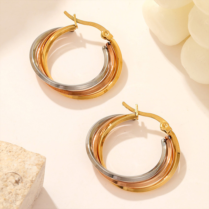 Special stainless steel triple hoop earrings jewellery earring manufacturer 