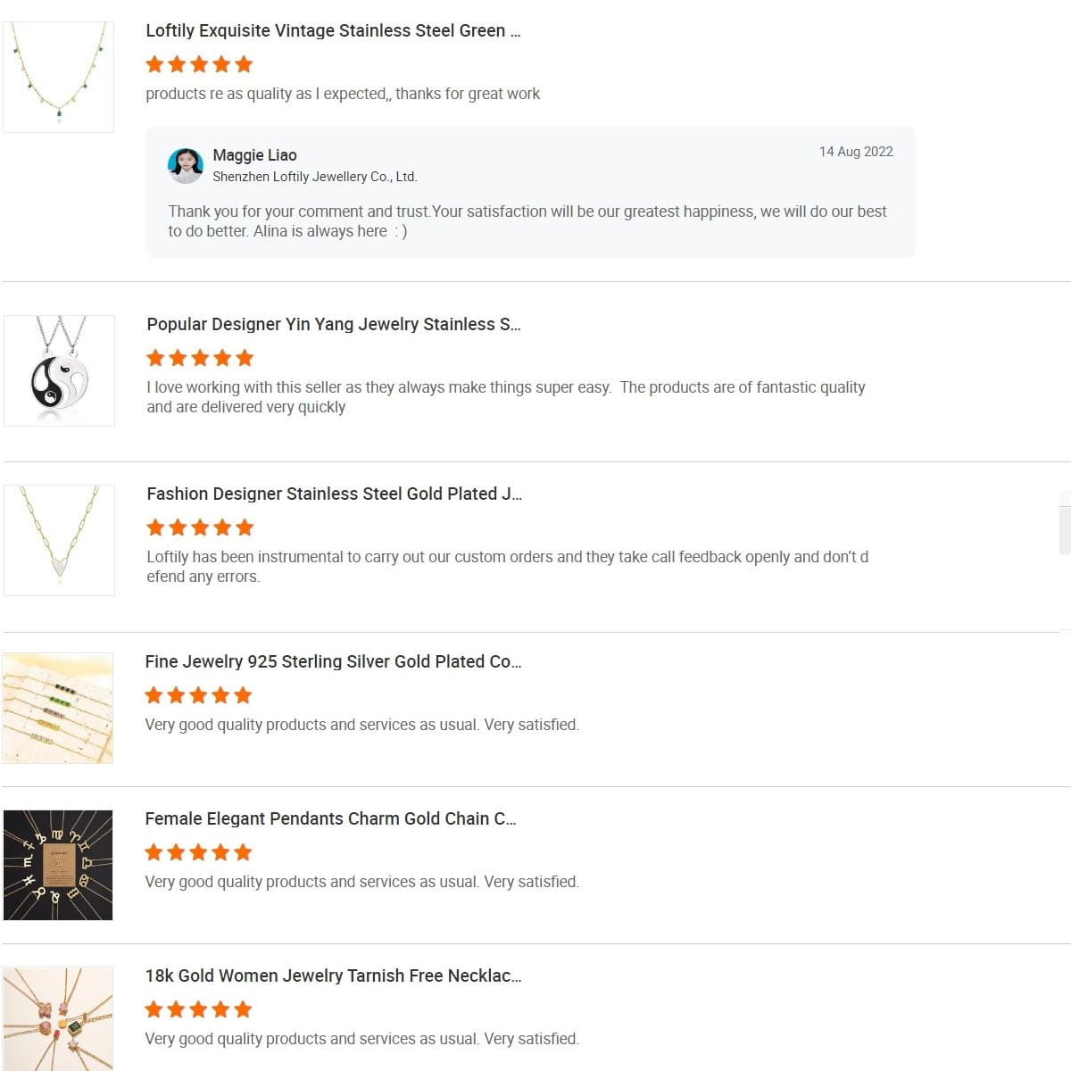 Loftily custom necklaces reviews