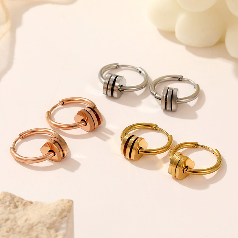 Latest 18k gold plated three heart drop hoop earrings stainless steel dainty earring for women girls