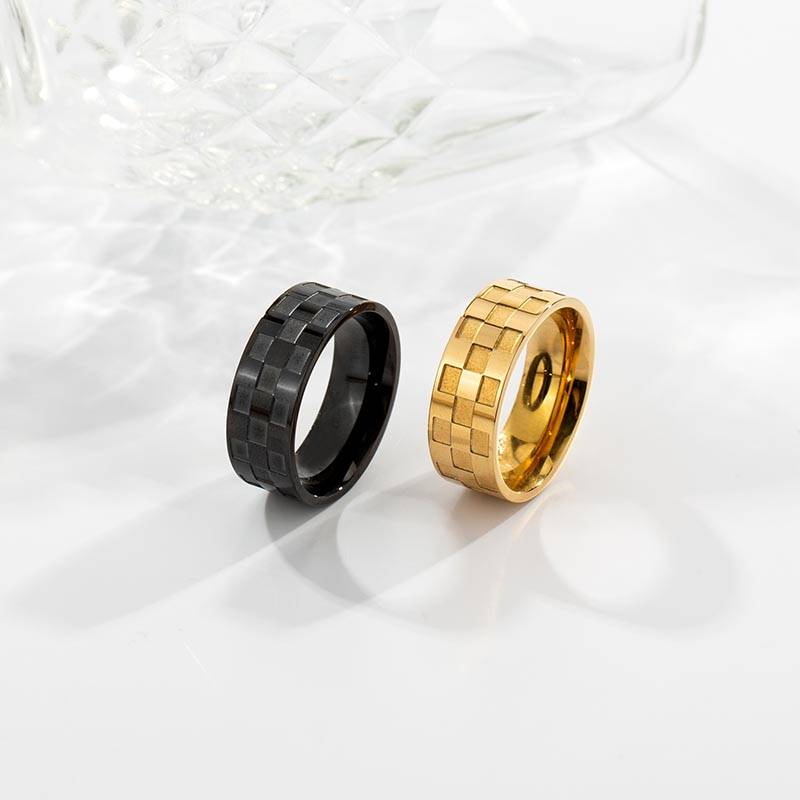 Wholesale Stainless Steel Rings Black 18K Gold Men's Ring