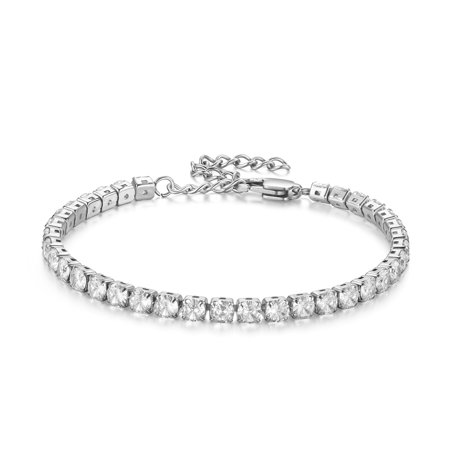Clear Crystal Tennis Bracelet Stainless Steel Tennis Bracelet For Women Men