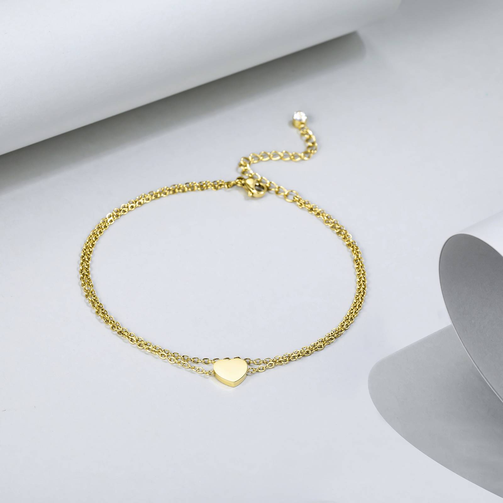Anklets For Women Layered Heart Anklets Stainless Steel Gold Plated Anklets