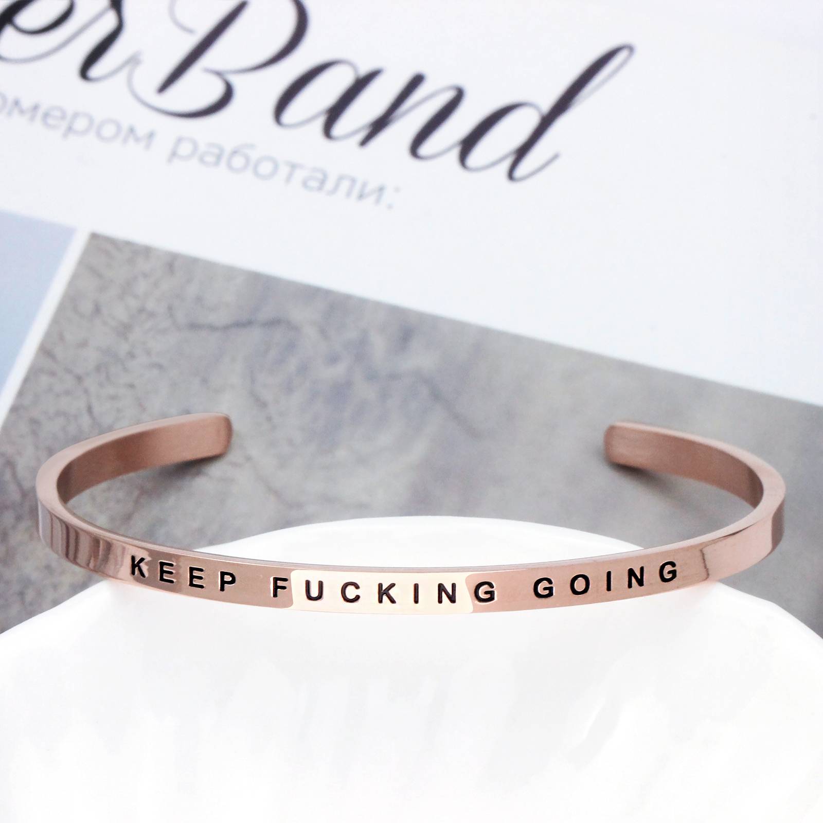 Cuff Bangles Gold Plating Stainless Steel Bracelet Inspiration Gift B840