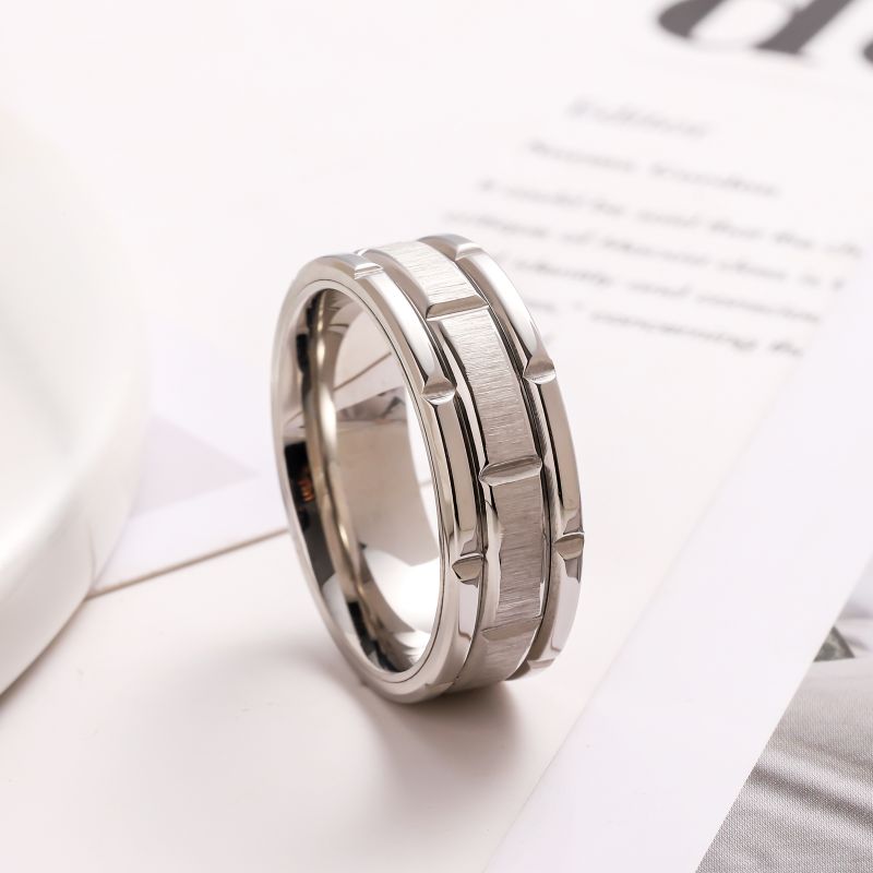 Men's 8mm Brushed Comfort Fit Stainless Steel Wedding Band Ring