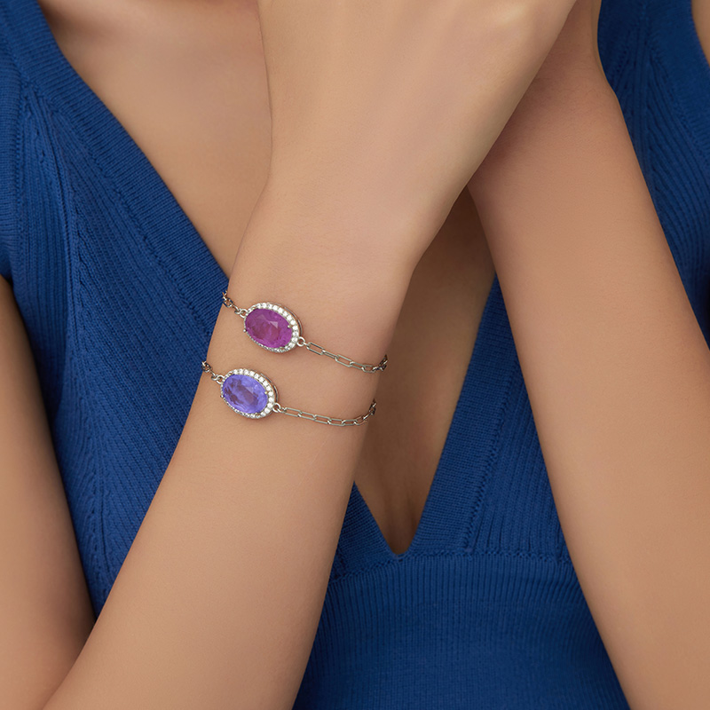 Hot sales large colorful gemstone zircon bracelet series