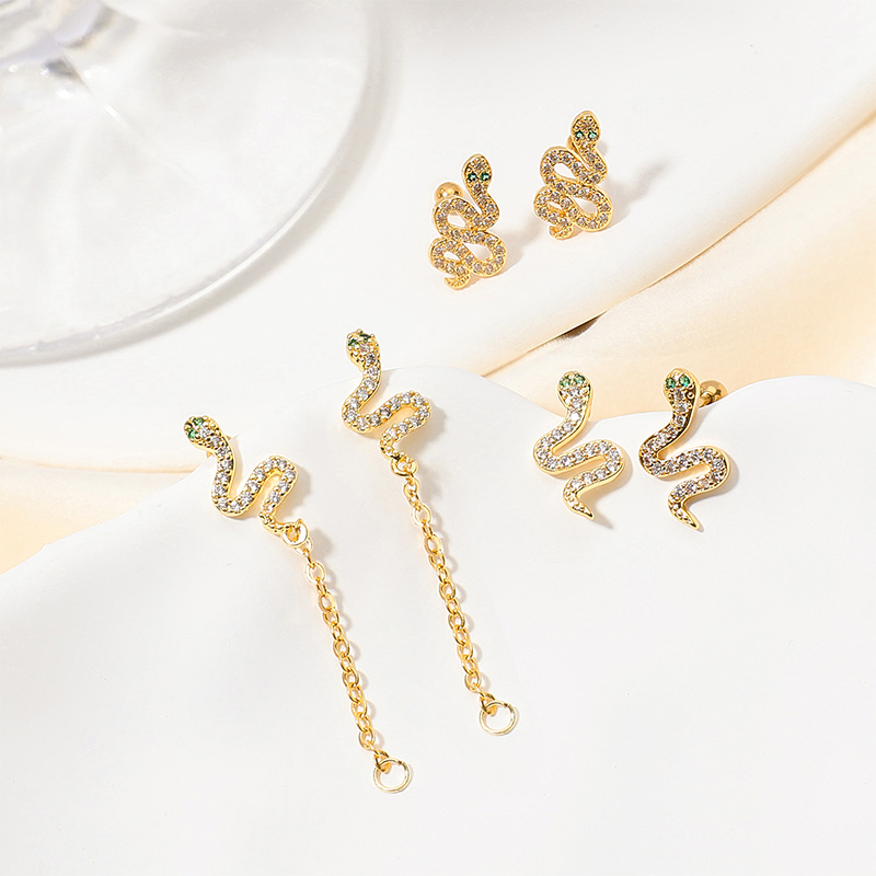 Factory Titanium Body Piercings Snake Shape 18K Gold Plating Earrings Stud Jewelry Unisex Series