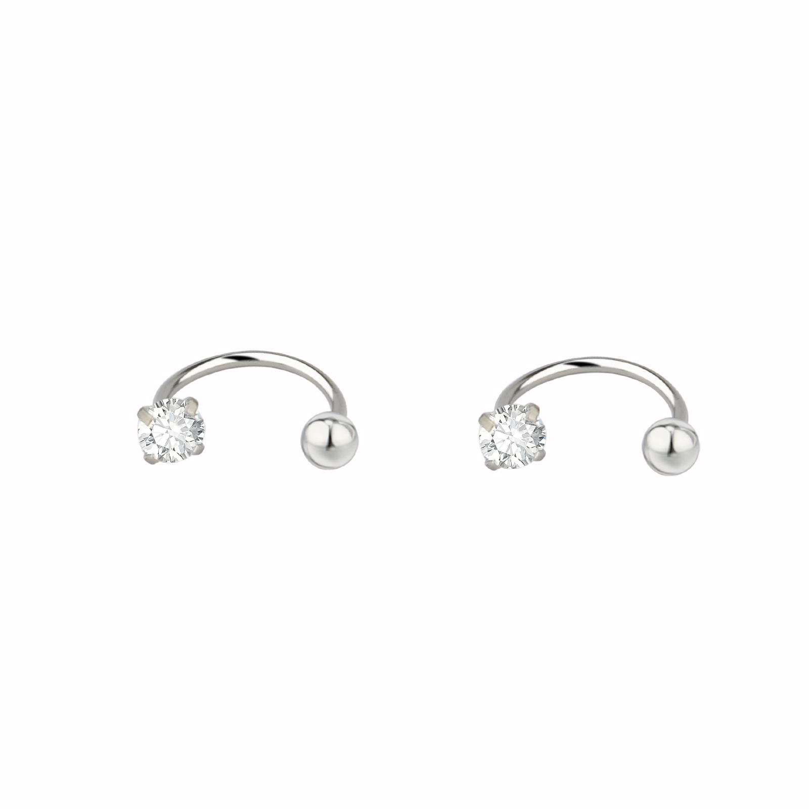 Mini Titanium Body Piercings C-Cuff & Lip &Nose Stud Zircon Earrings