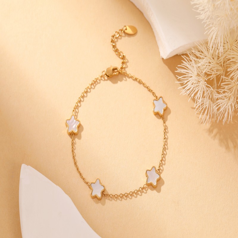Factory custom white shell star chain bracelet