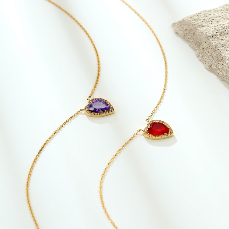 Newest colorful zircon and gem pendant necklace series