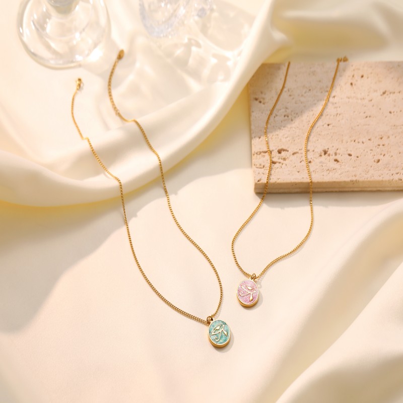 Custom enamel pattern pendant necklace series