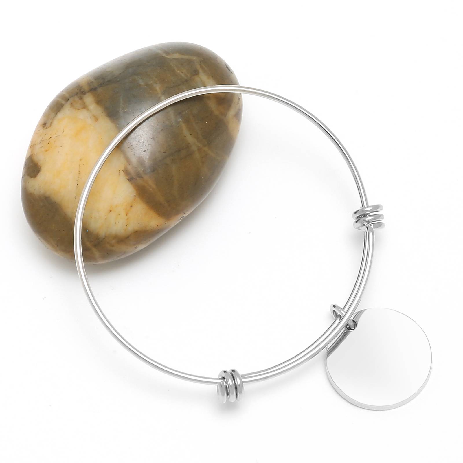  Custom jewelry blank DIY tags charm logo engraved stack thin wire adjustable bangle bracelet