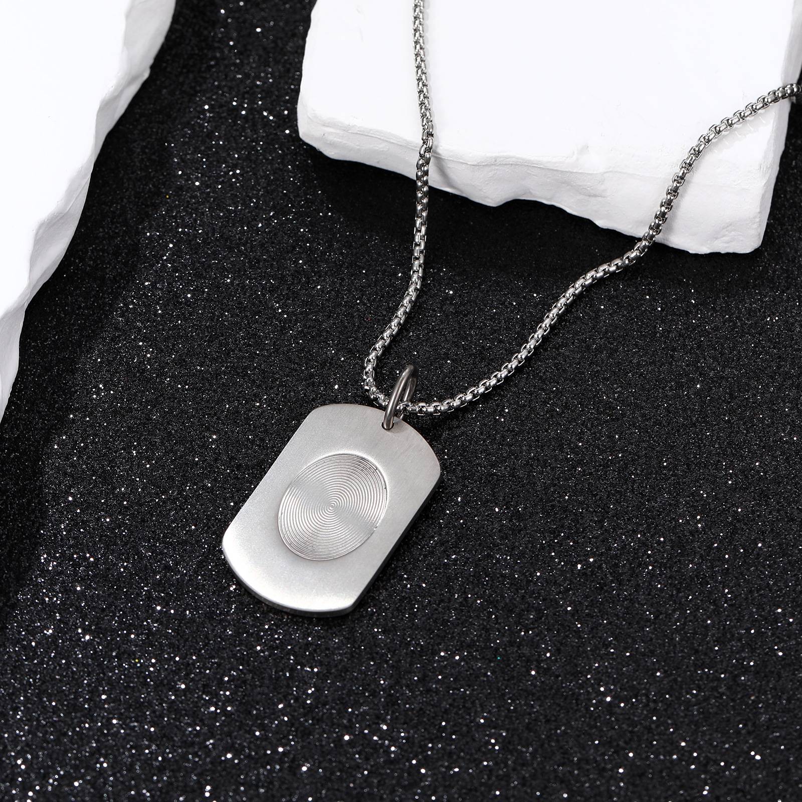 Wholesale Customizable Design Titanium Fingerprint Pendant Men's Necklace