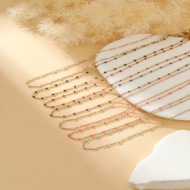 Exquisite simple colorful enamel necklace bracelet set
