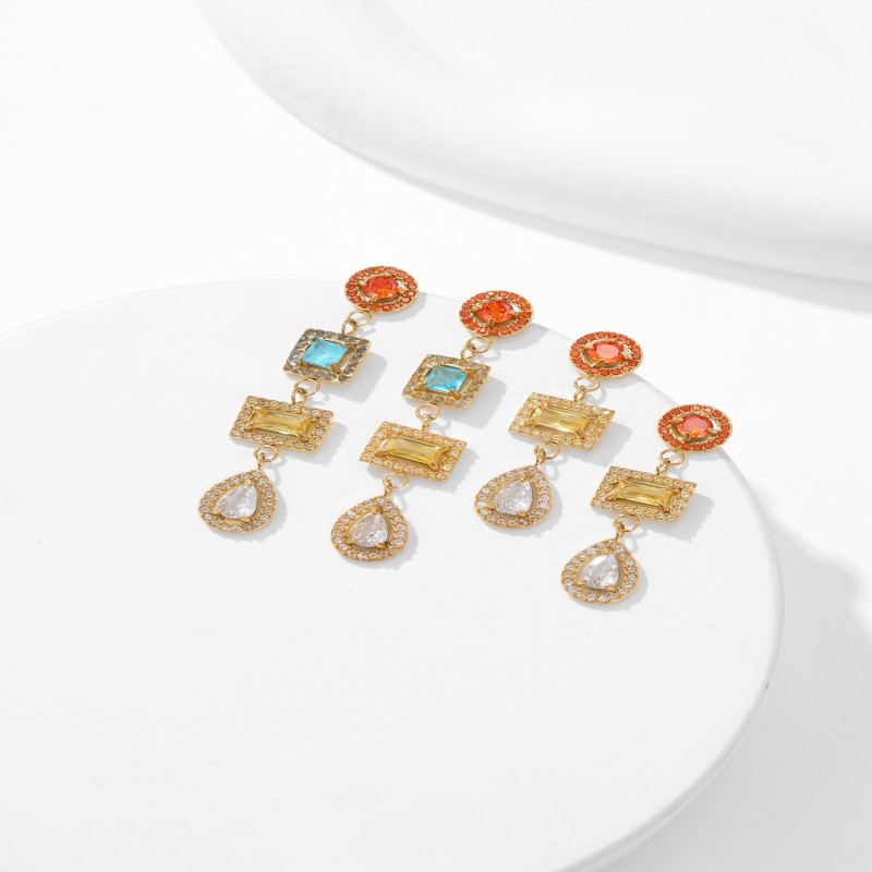 2024 Delicate shiny colorful zircon tassel earrings