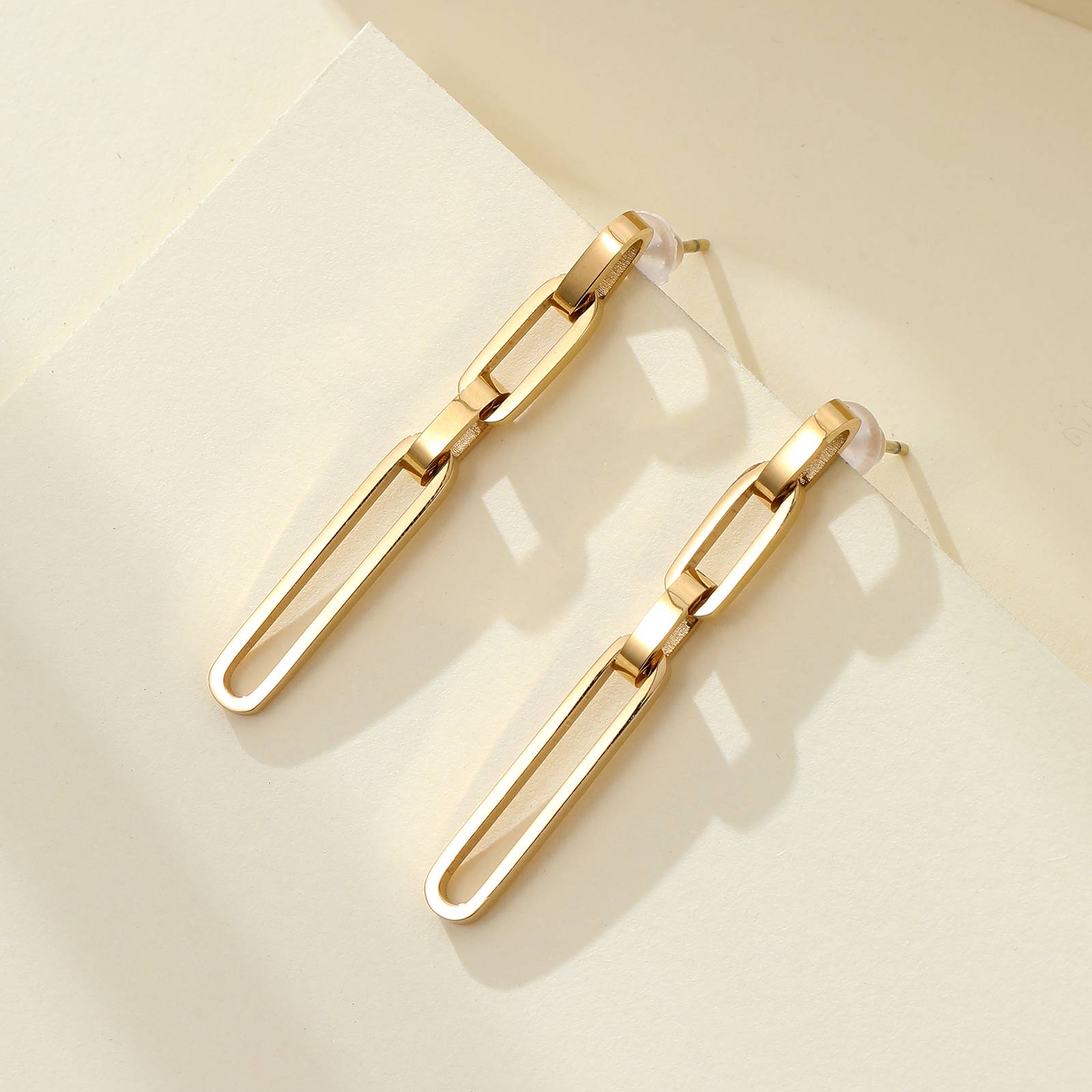 Personalized design gold plated long chain simple earrings wholesale